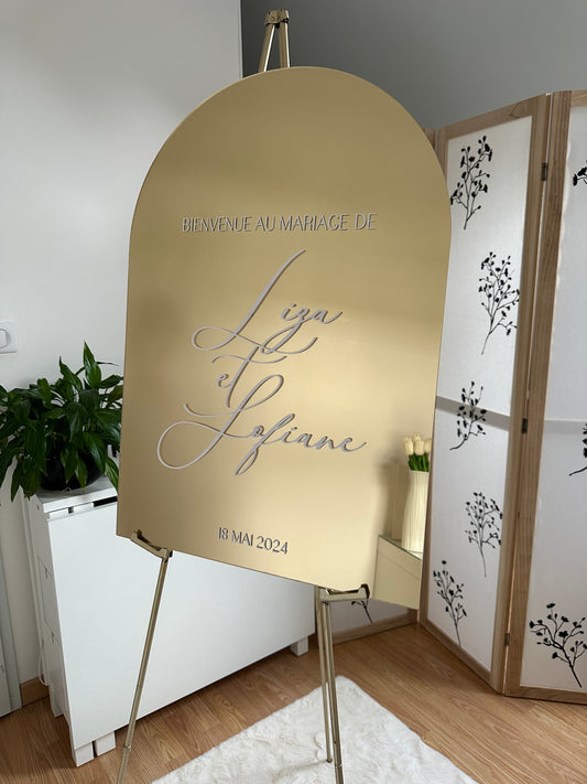 Panneau doré miroir - prénoms plexi